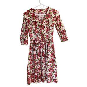 Vintage Womens Dress Size Small Multicolor Fit And Flare Floral Pure Cotton